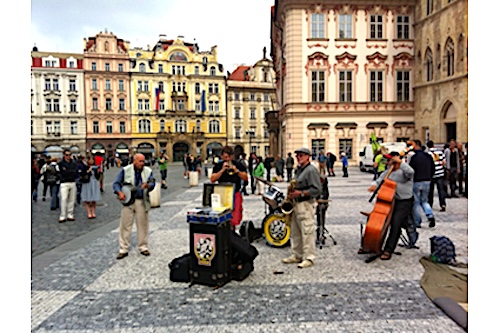 A jazz band entertains in Prague